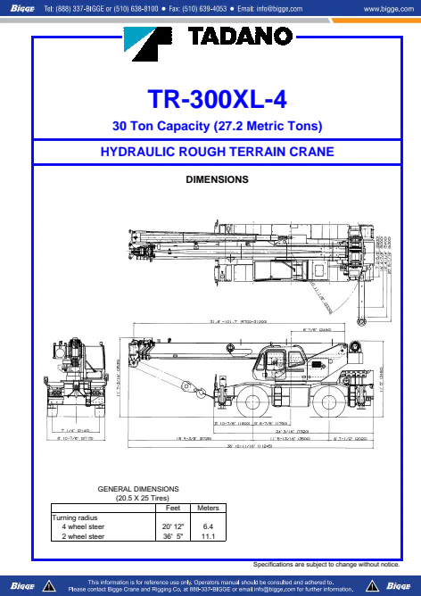 Tadano TR-300XL-4 Rough Terrain Crane