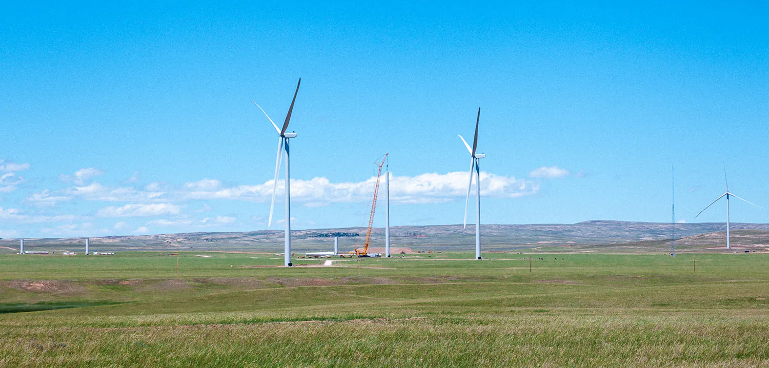 A Bigge crawler crane at work on a Wyoming wind project