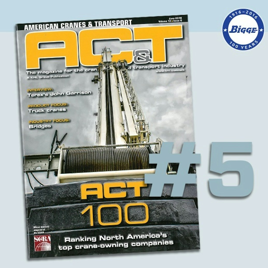 Bigge Crane and Rigging Company Ranks #5 in the ACT 100 | Bigge.com